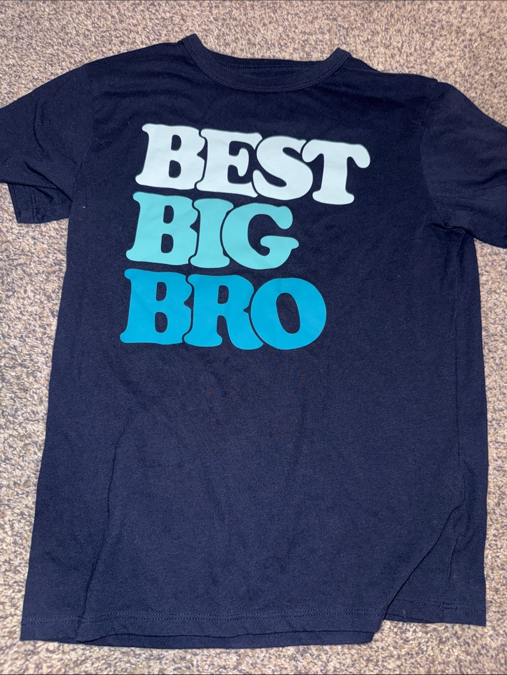 The Children's Place Navy Tee with 'Best Big Bro' Aqua Graphic